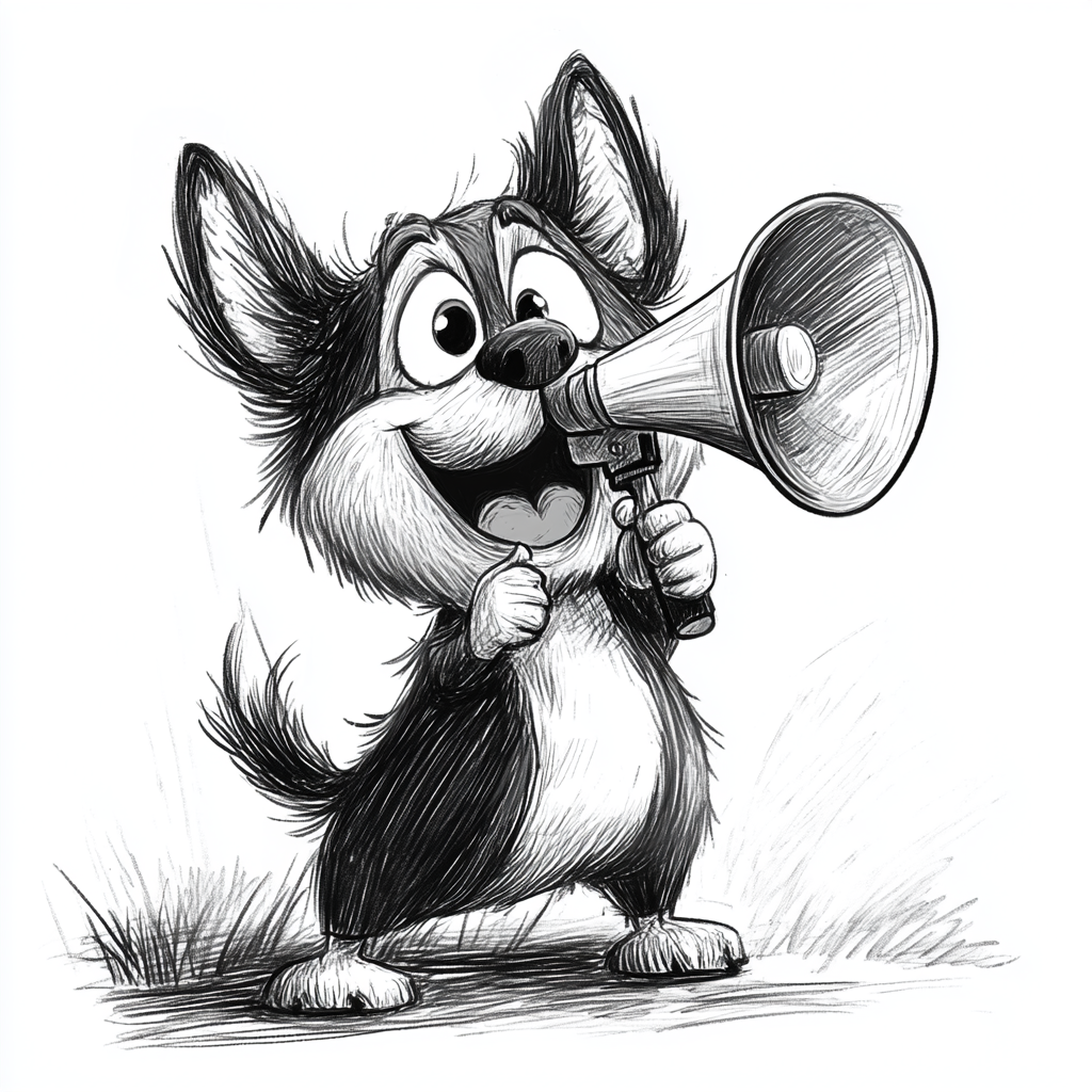 A Dog Giving a Motivational Speech with a Megaphone