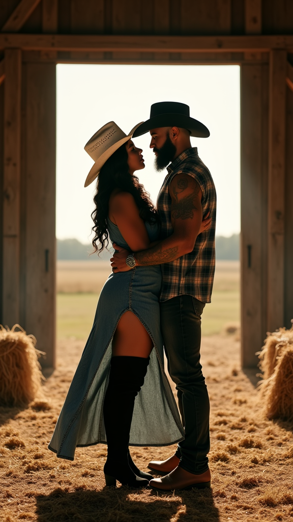 A Dreamy Barn Romance with a Chic Cowboy Duo
