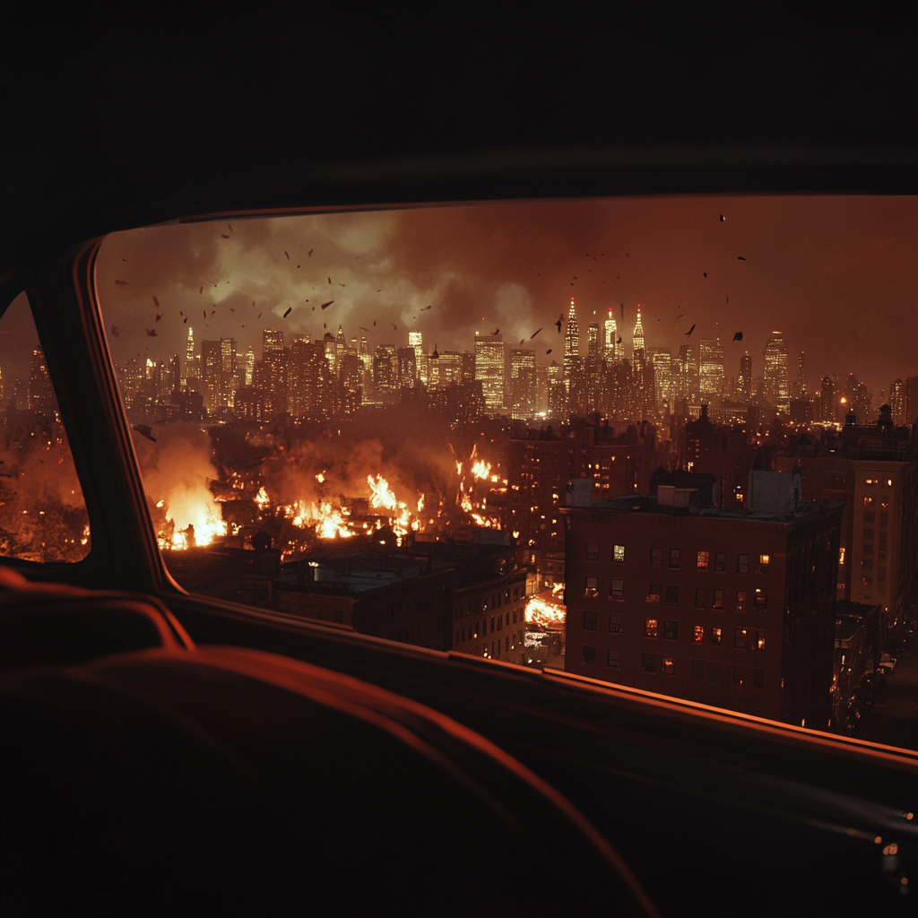 A Dreamy Drive Through A Fiery Brooklyn Night