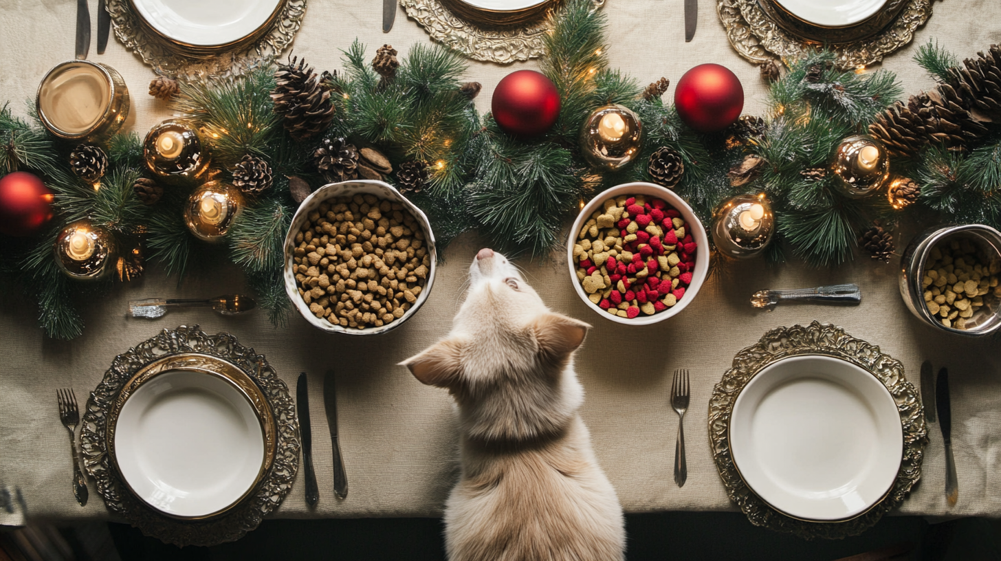 A Elegant New Year Table with Pet Food Banquet