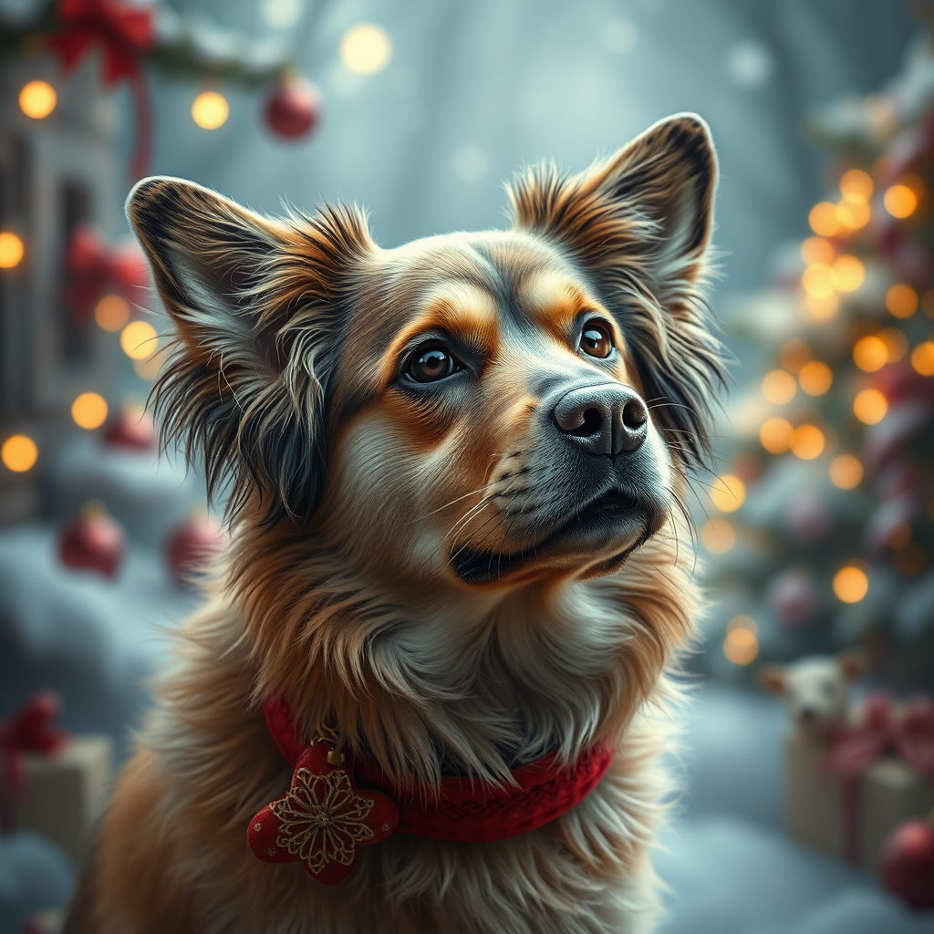 A Fairy-tale Christmas Dog Picture with Realism