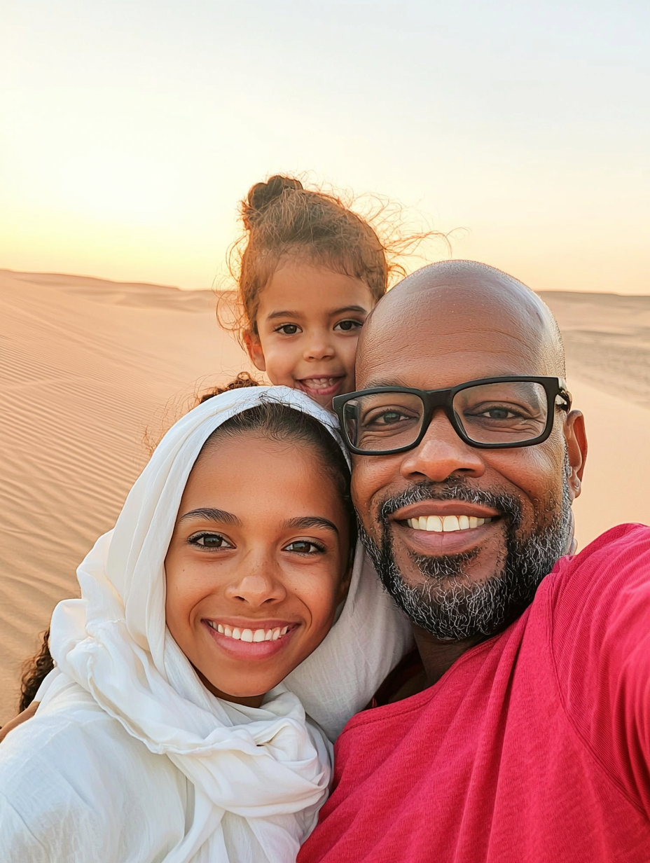 A Family Portrait in Dubai Desert at Sunset