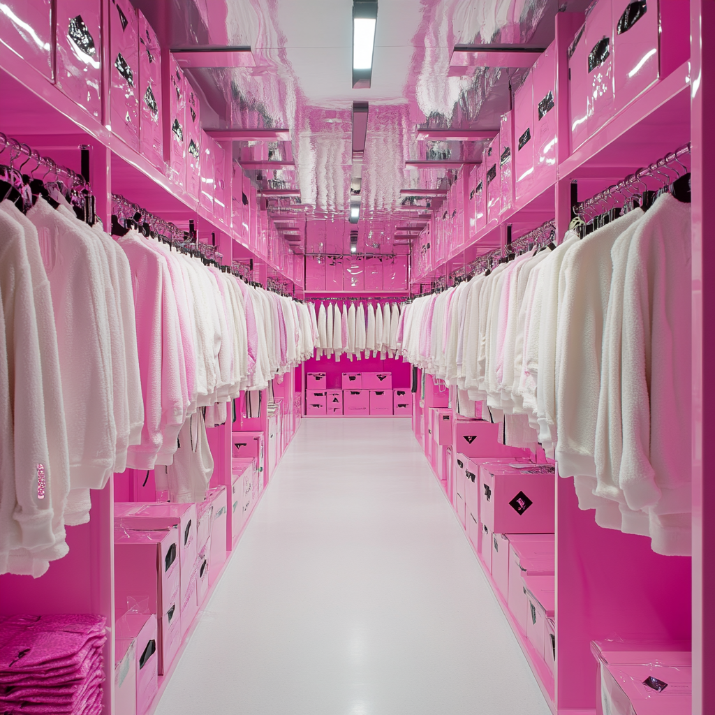 A Fancy Pink Clothing Factory with Diamond Accents