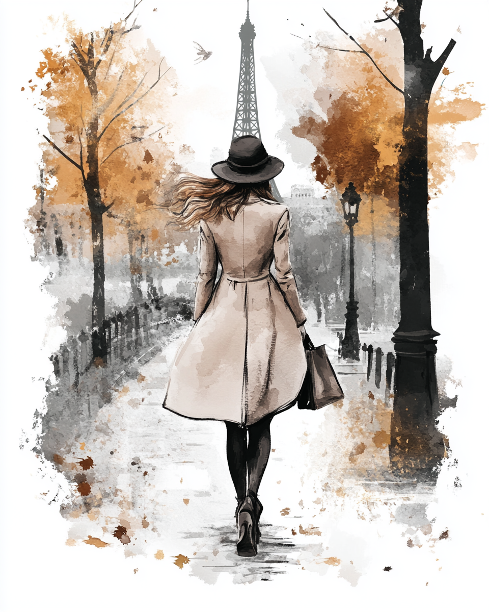 A Fashionable Asian Woman in Paris Poster