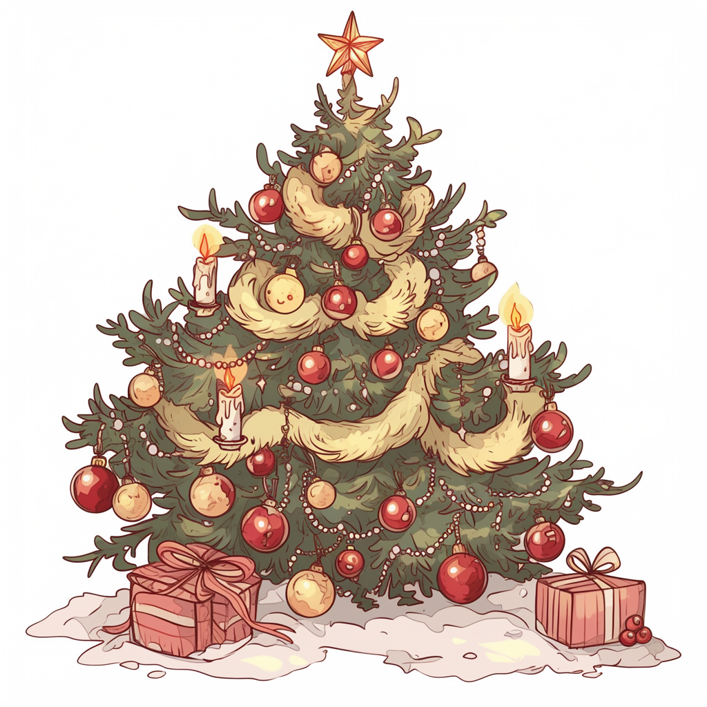 A Festive Christmas Tree with Gifts and Decorations