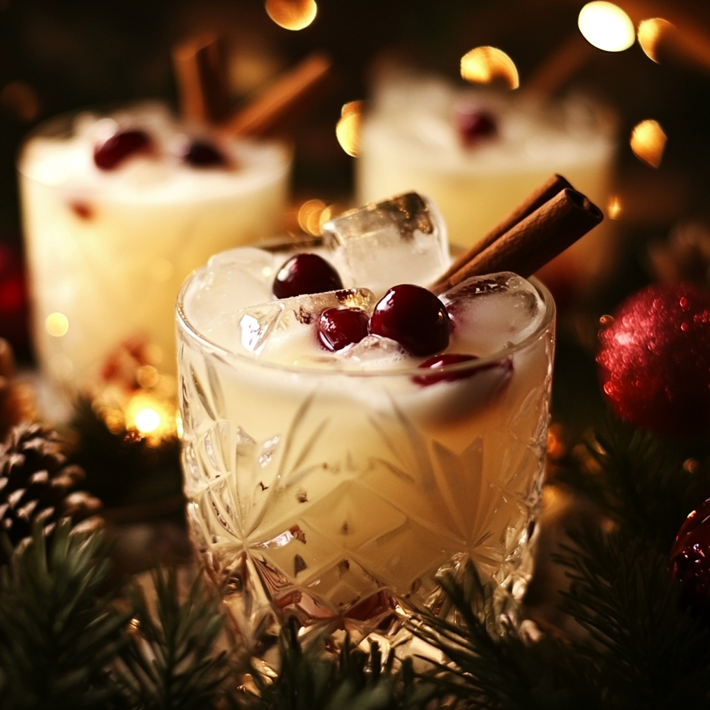 A Festive Holiday Cocktail in Crystal Glass