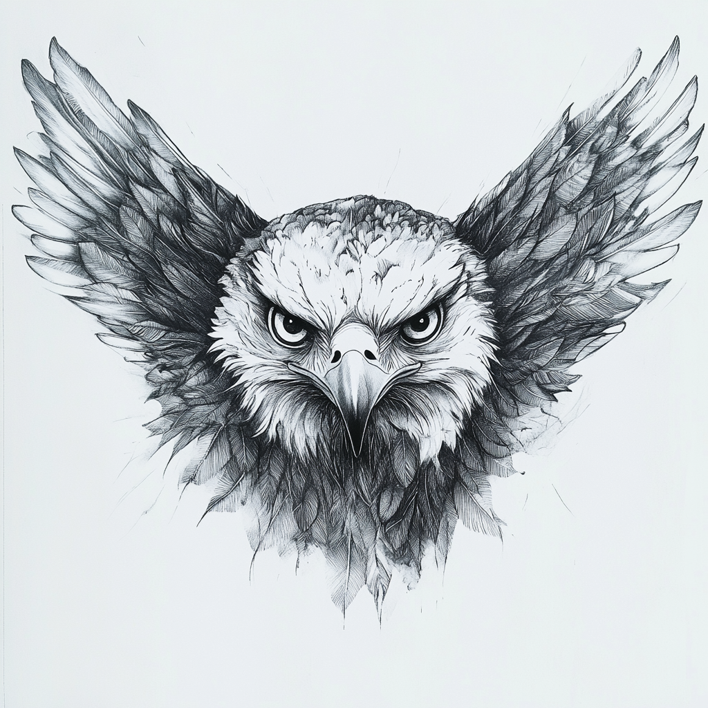 A Filipino eagle in sketch style on white background