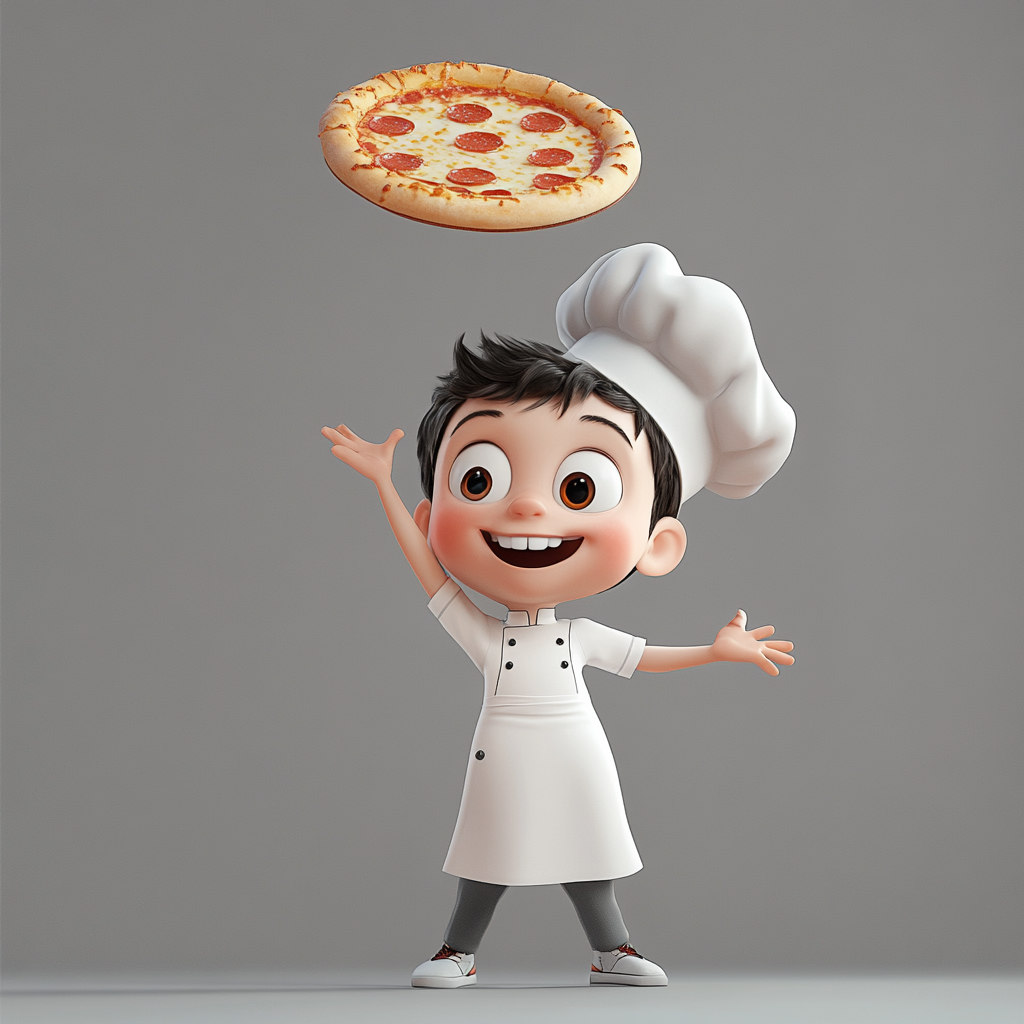 A Five-Year-Old Chef Tossing Pizza Dough, Animated