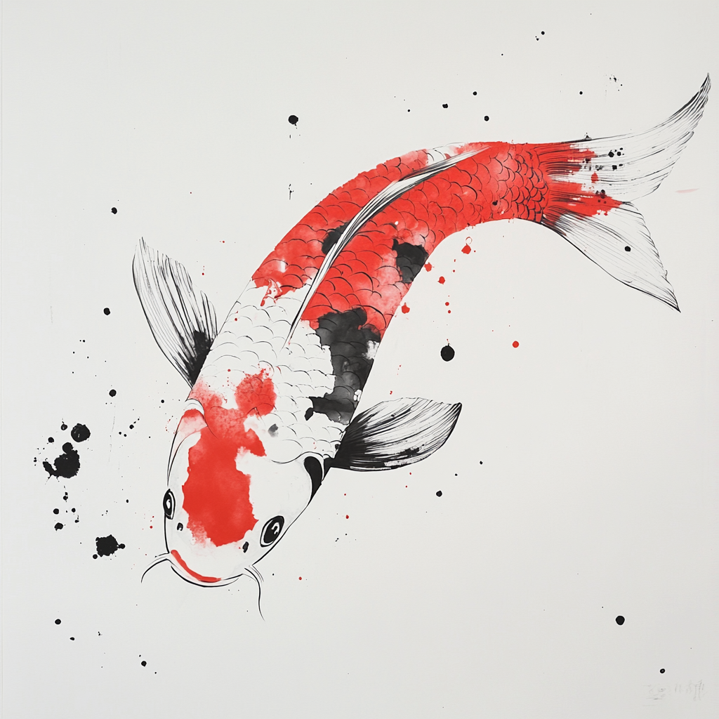 A Floating Koi Fish in Picasso-inspired Art