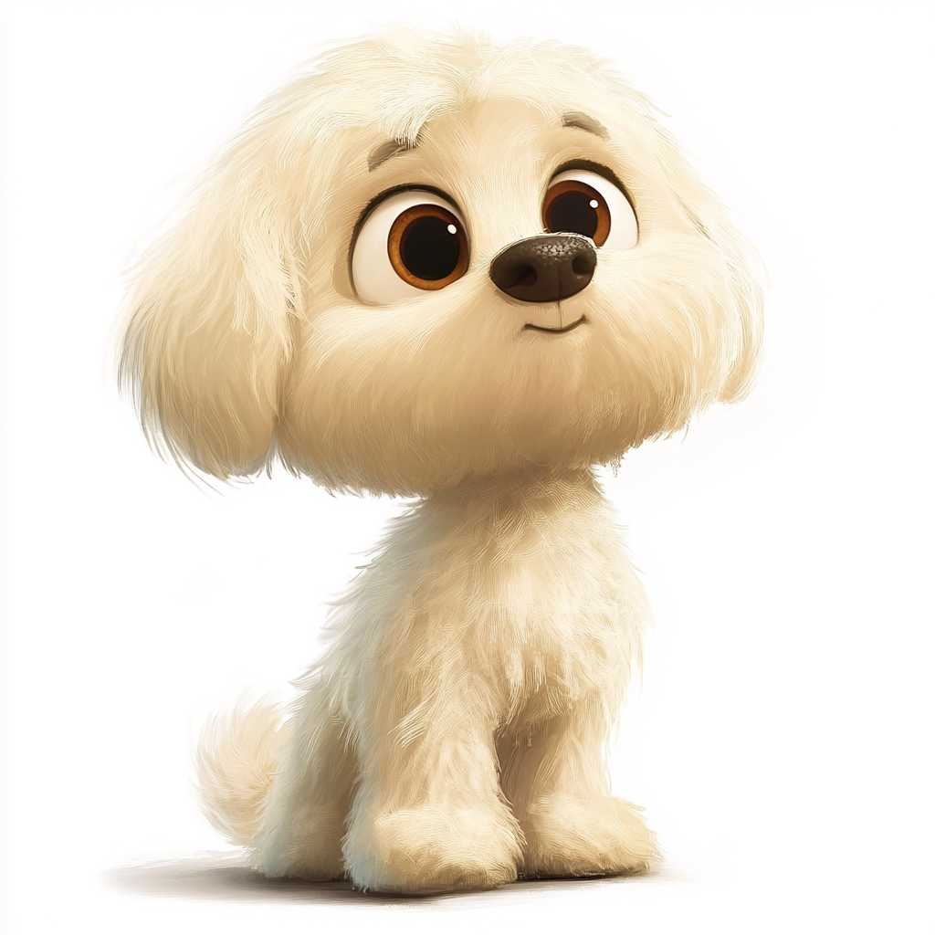 A Fluffy Maltipoo in Disney Pixar Style