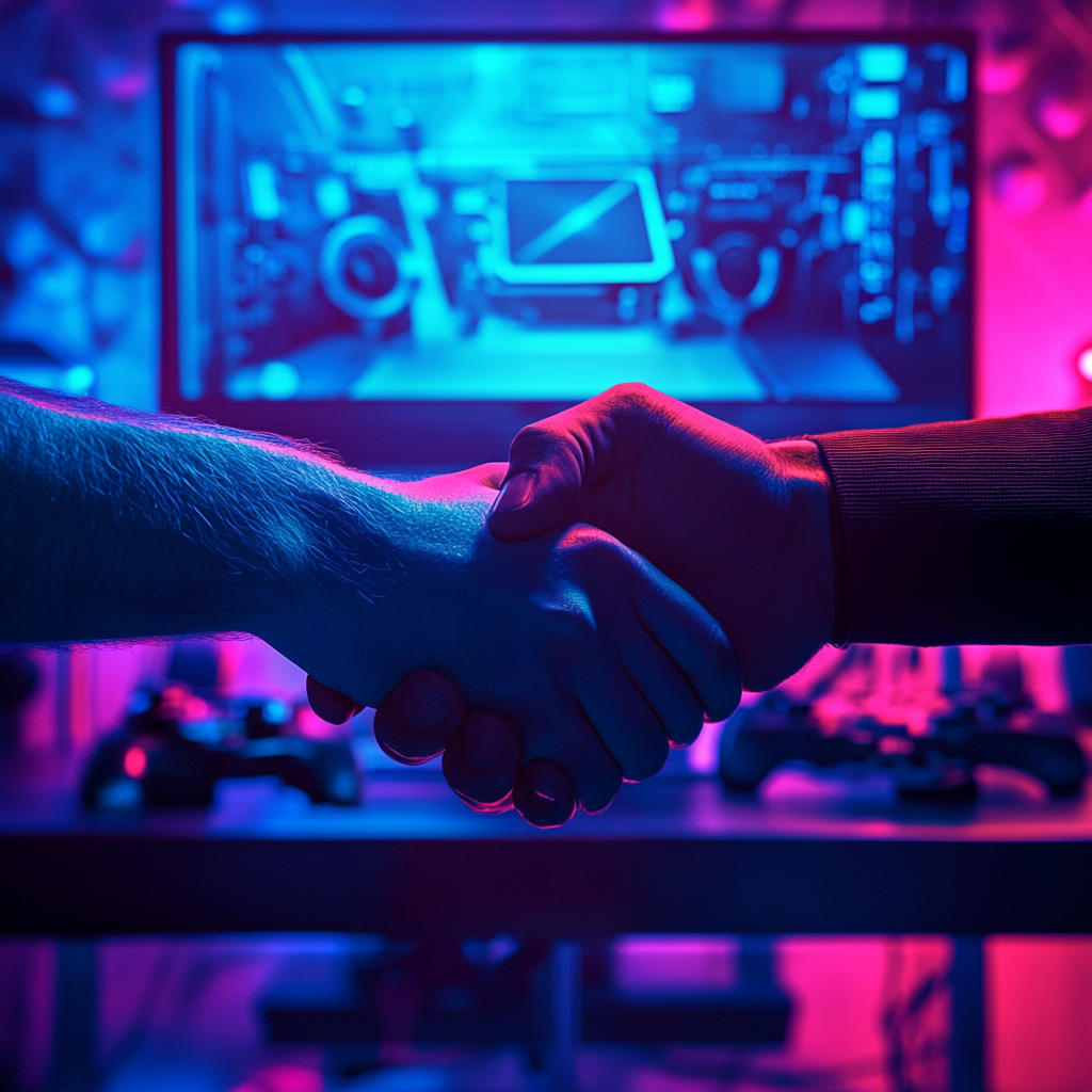 A Friendly Handshake After a Competitive Video Game