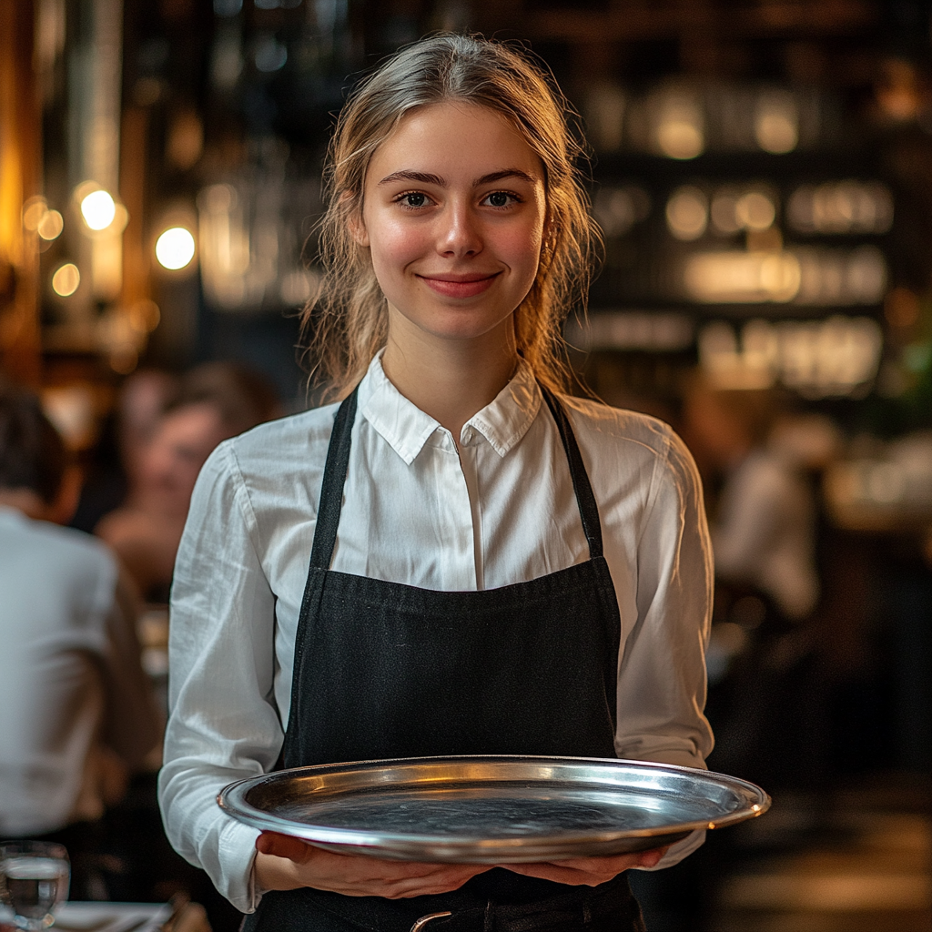 A Friendly Waitress in a Cozy Restaurant