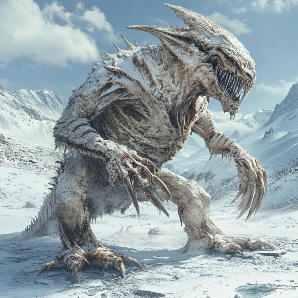 A Frostlurk: Giant, Icy Creature in Wastelands