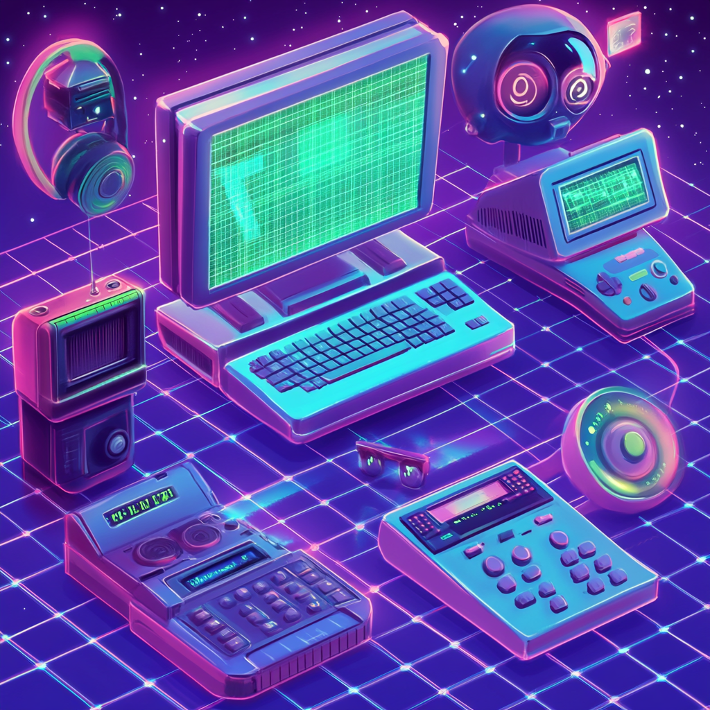 A Fun Retro-Futuristic Tech Room with AI & Games