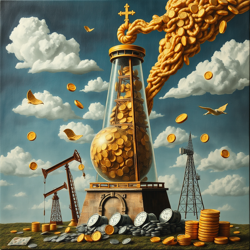 A Funny Tower with Gold and Rubles Belly