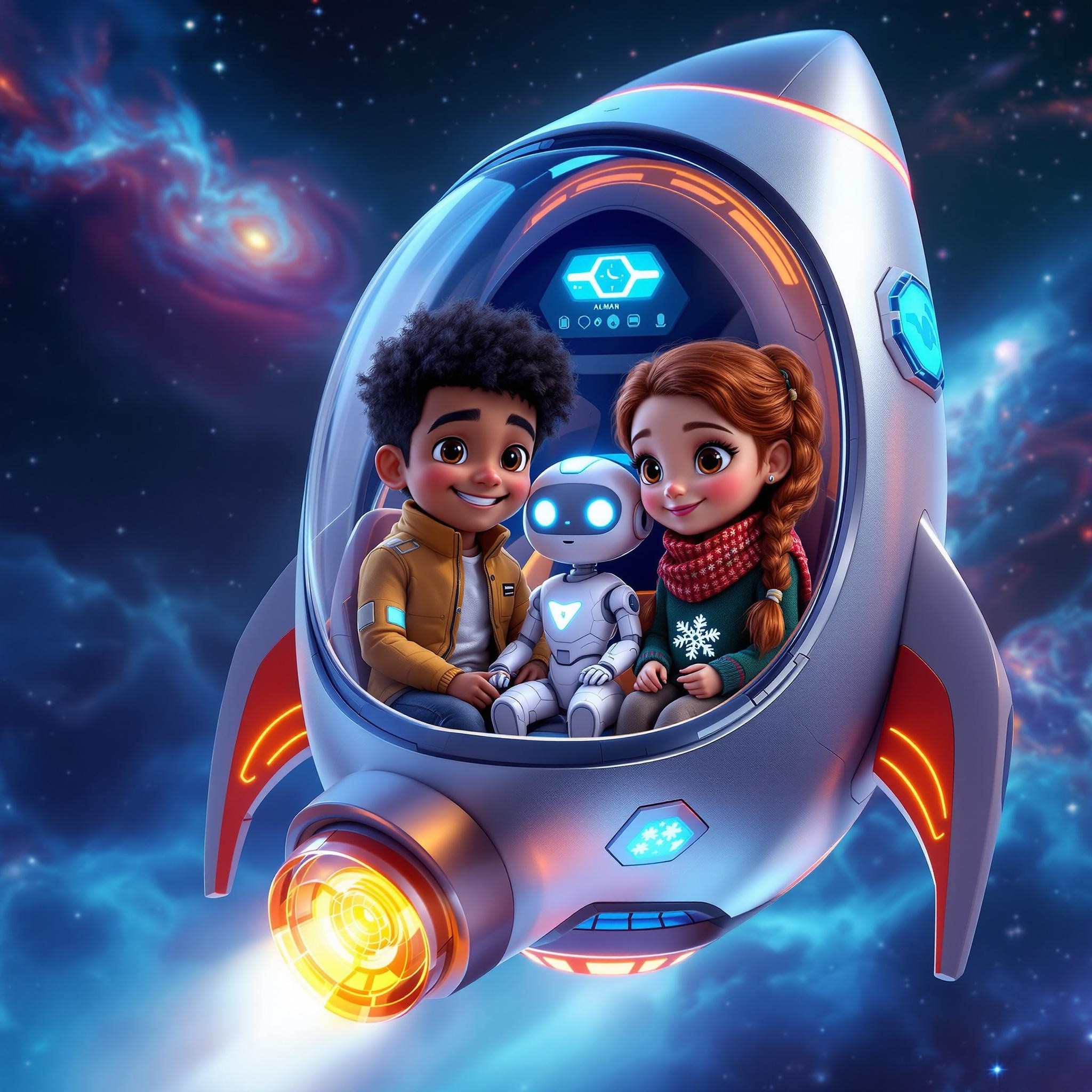 A Futuristic Rocket Adventure with Aman, Charlotte, and Spark