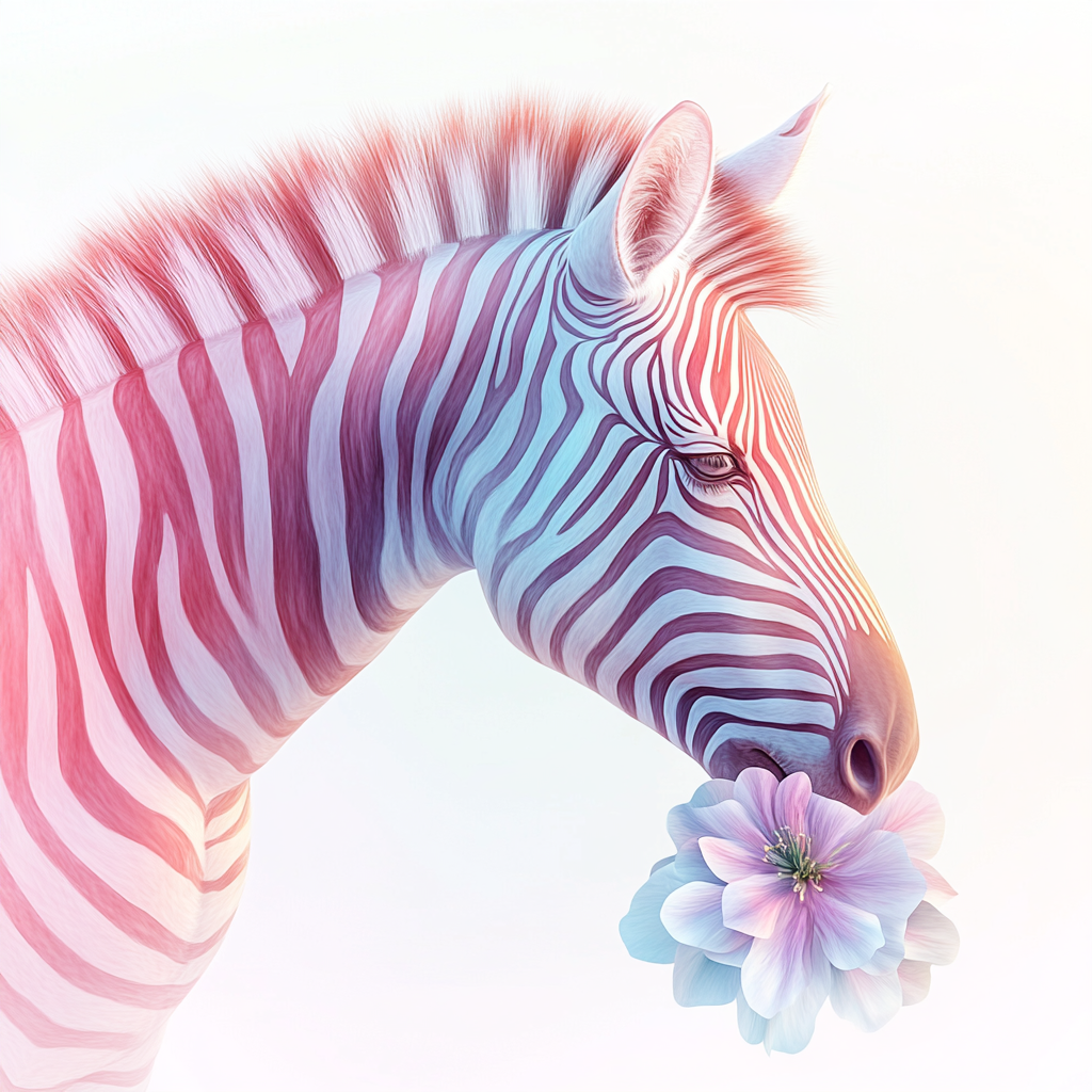 Zebra With Flower