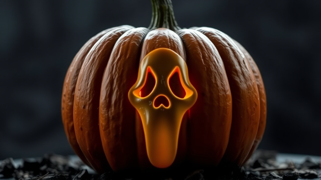 A Ghostly Face in a Reflected Pumpkin