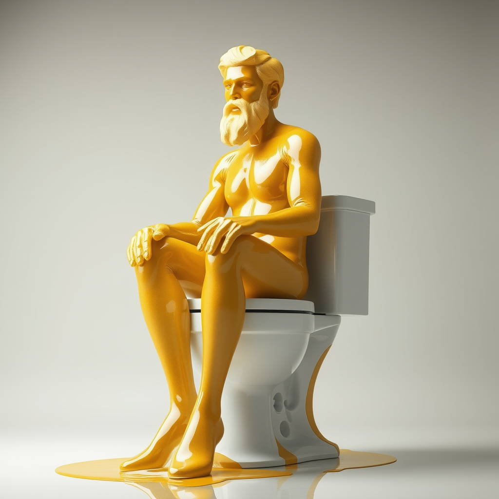 A Giant Man on a Huge Toilet