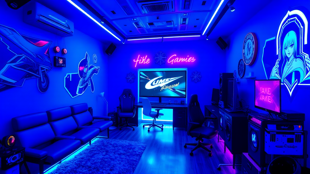 A Girl's Gaming Room with Blue & White Theme