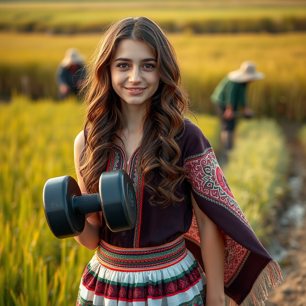 A Girl with Dark Honey Eyes in Iranian Dress