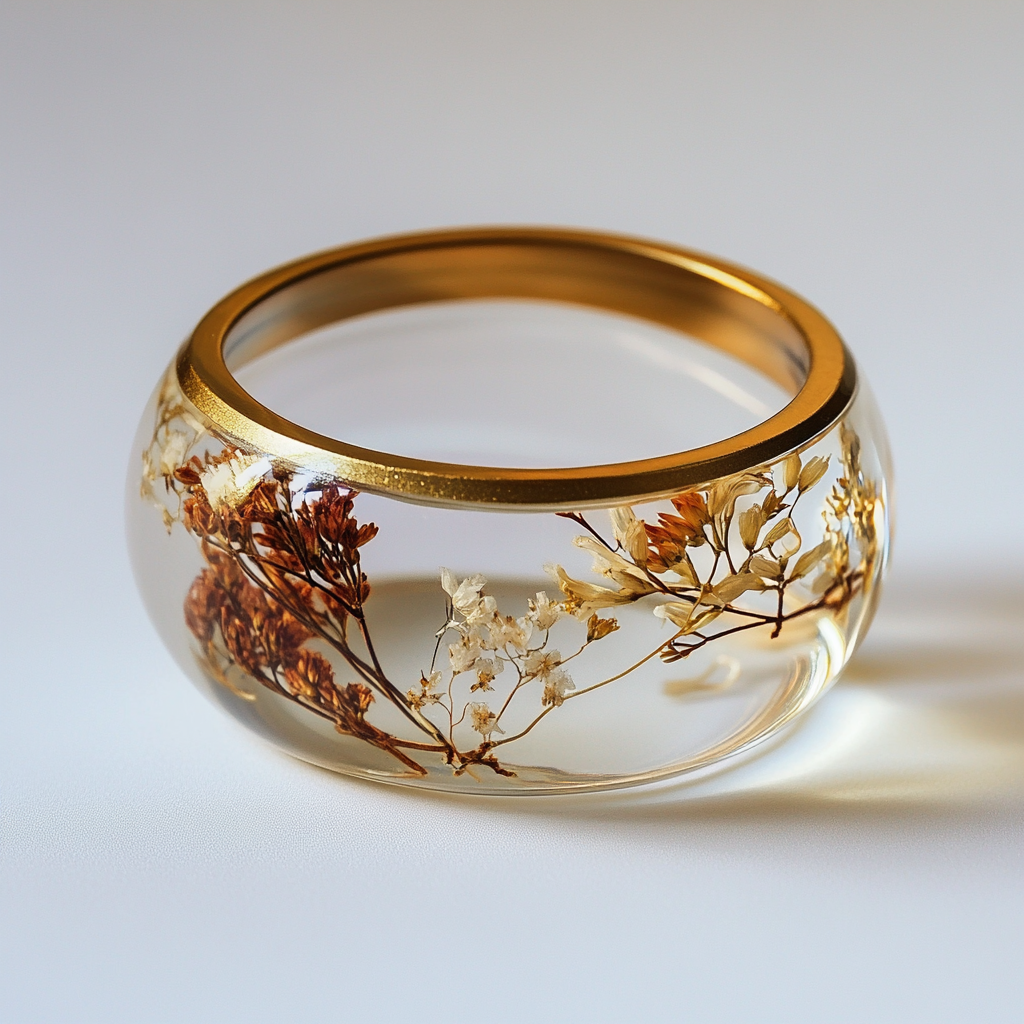 A Glass Ring With Dried Flowers and Twigs