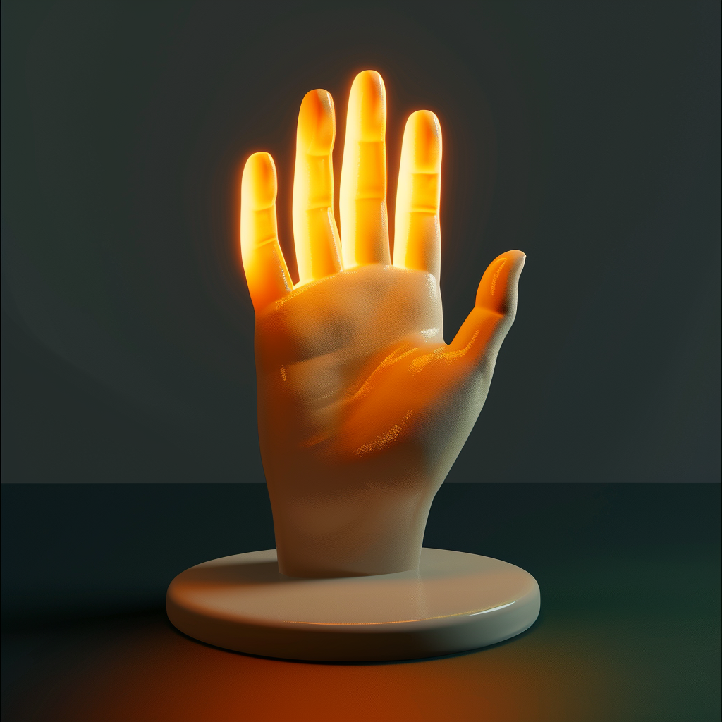 A Glowing Hand Helps Child Study at Desk