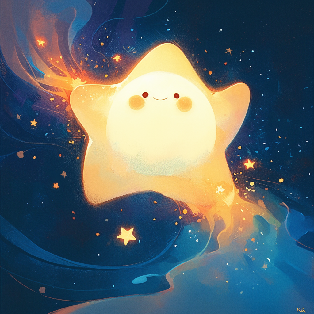 A Glowing Star Friend Floats and Communicates