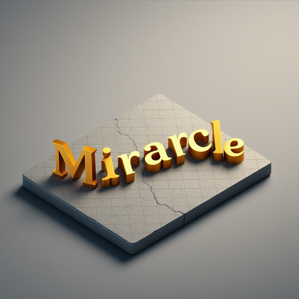 A Gold 'Miracle' Letter in 3D