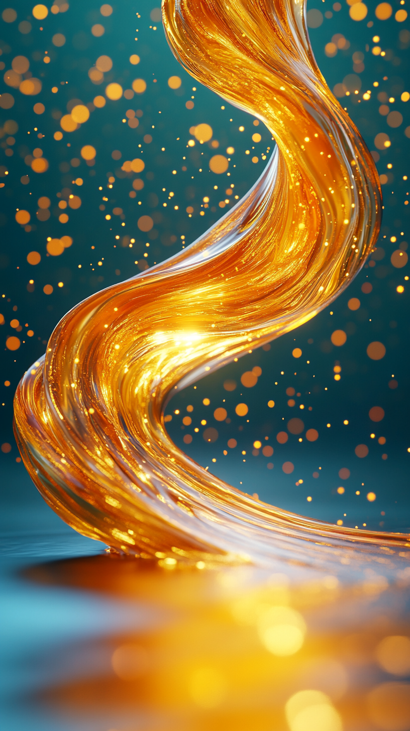 A Golden Oil Spiral on Dark Background