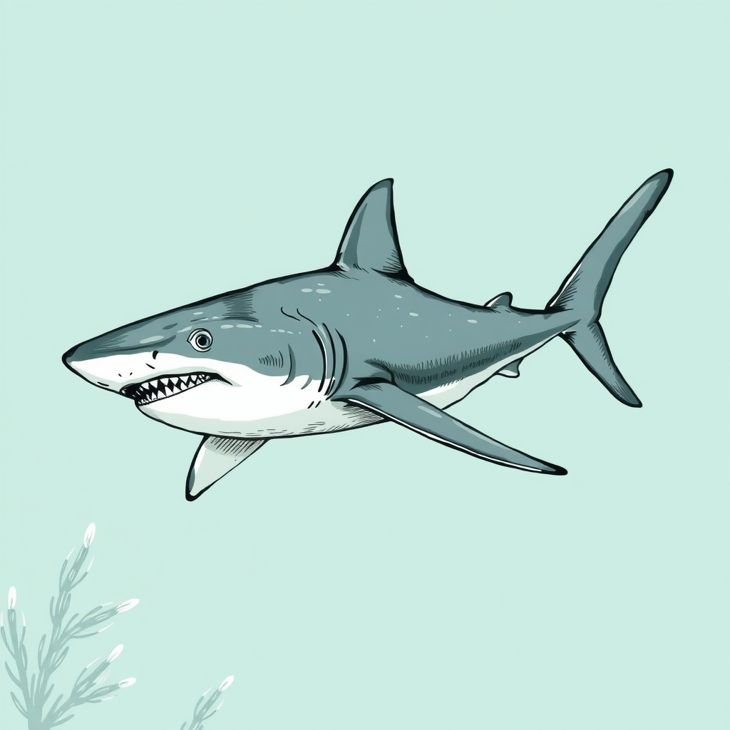 A Hand Drawn Hammerhead Shark Illustration