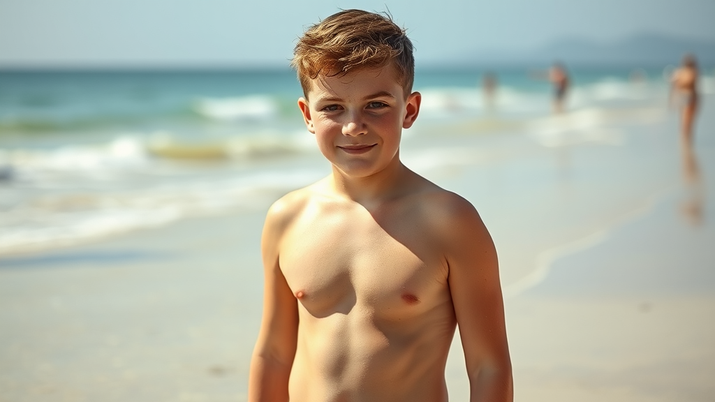 A Handsome Boy in Speedo at Naturist Beach.