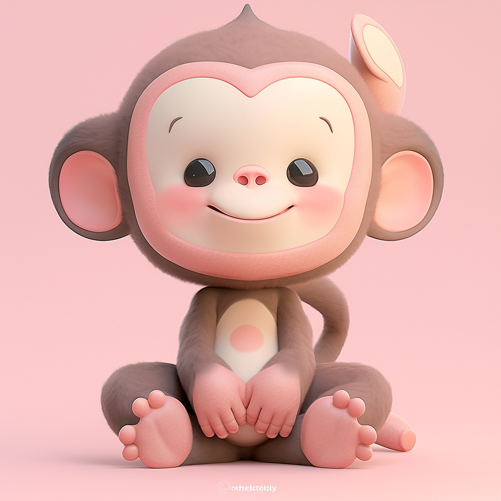 A Happy Baby Monkey Plushie in Dynamic Pose