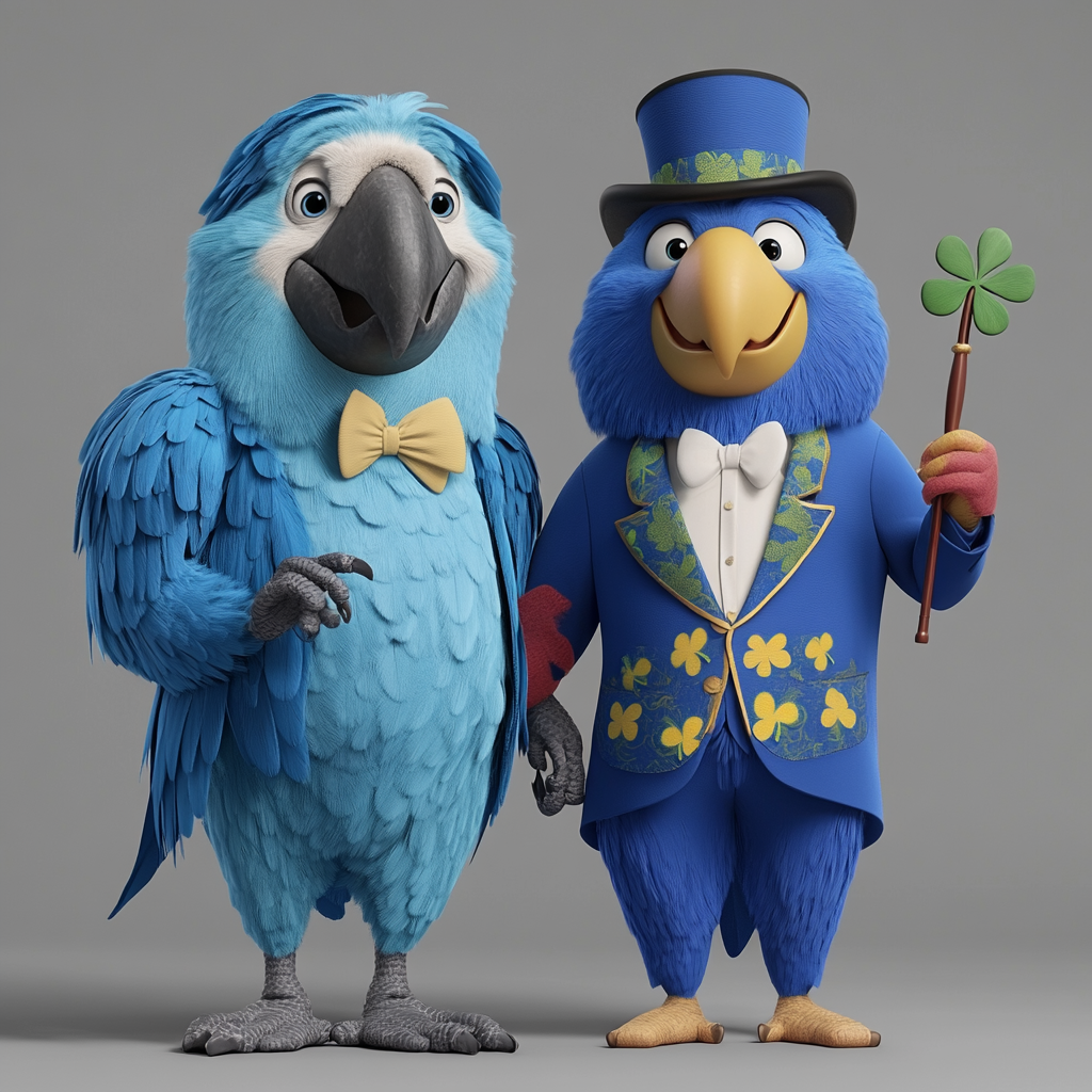 A Happy Blue Macaw in Royal Blue Tuxedo