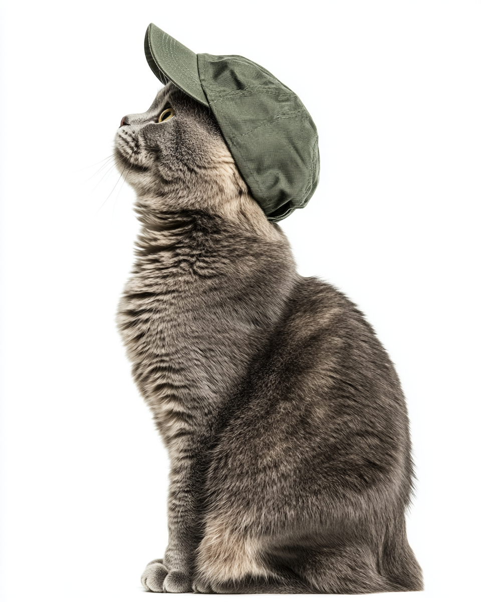 A Happy British Shorthair Cat in a Cap