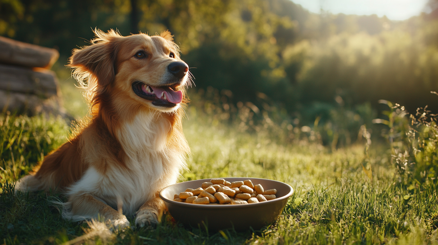 A Happy Dog with Treats in the Sun