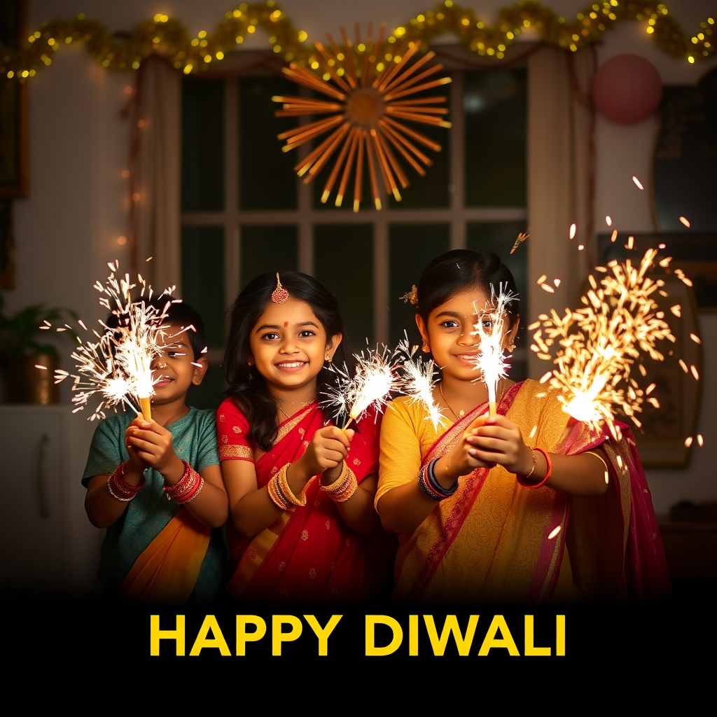 A Happy Indian Family Celebrating Diwali Together