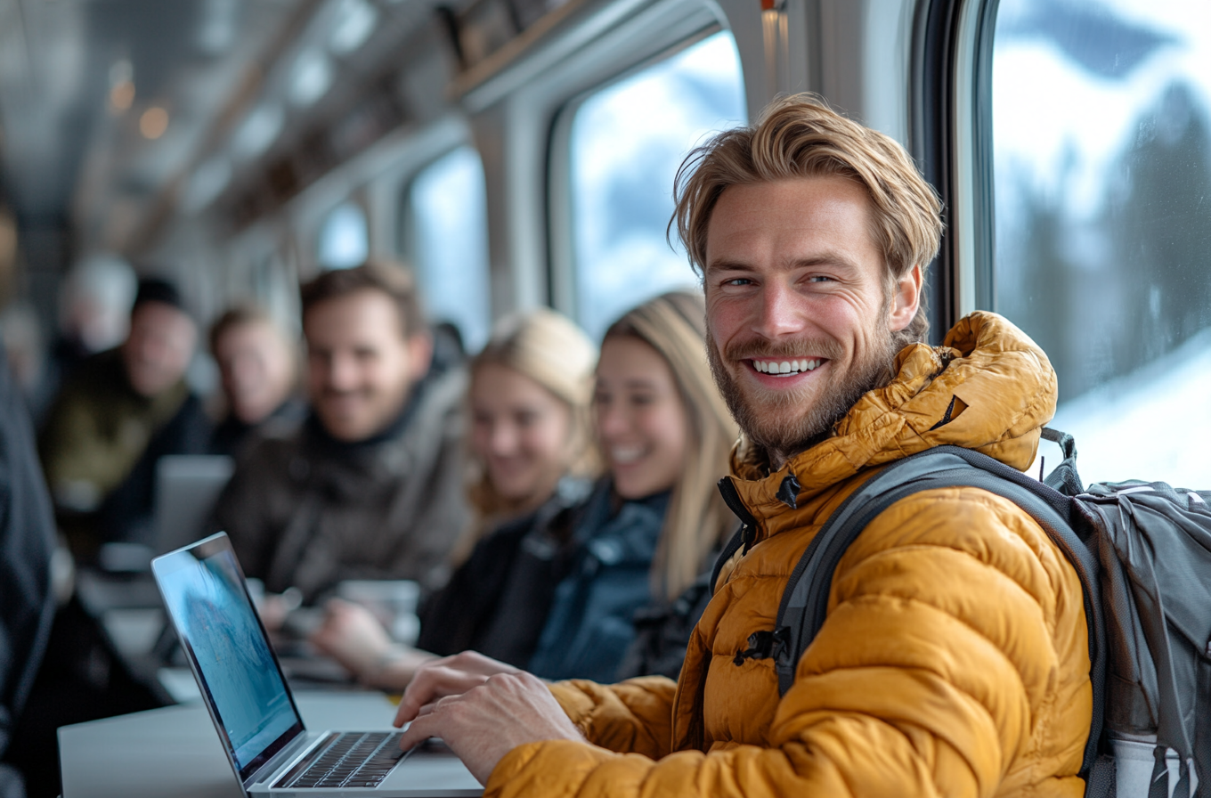 A Happy Man Laughing with Office Workers