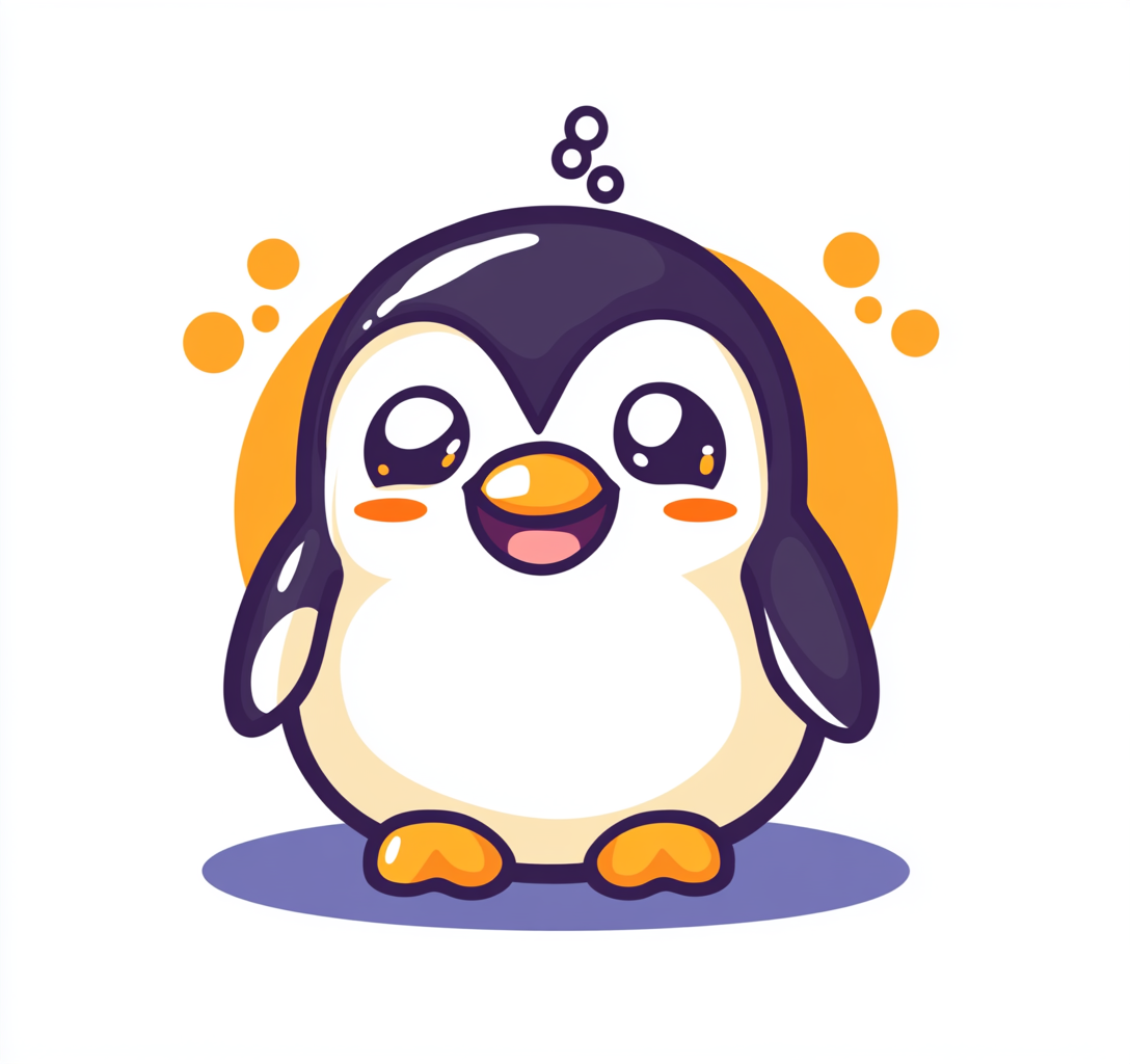 A Happy Penguin with Sweat Bead Emoji