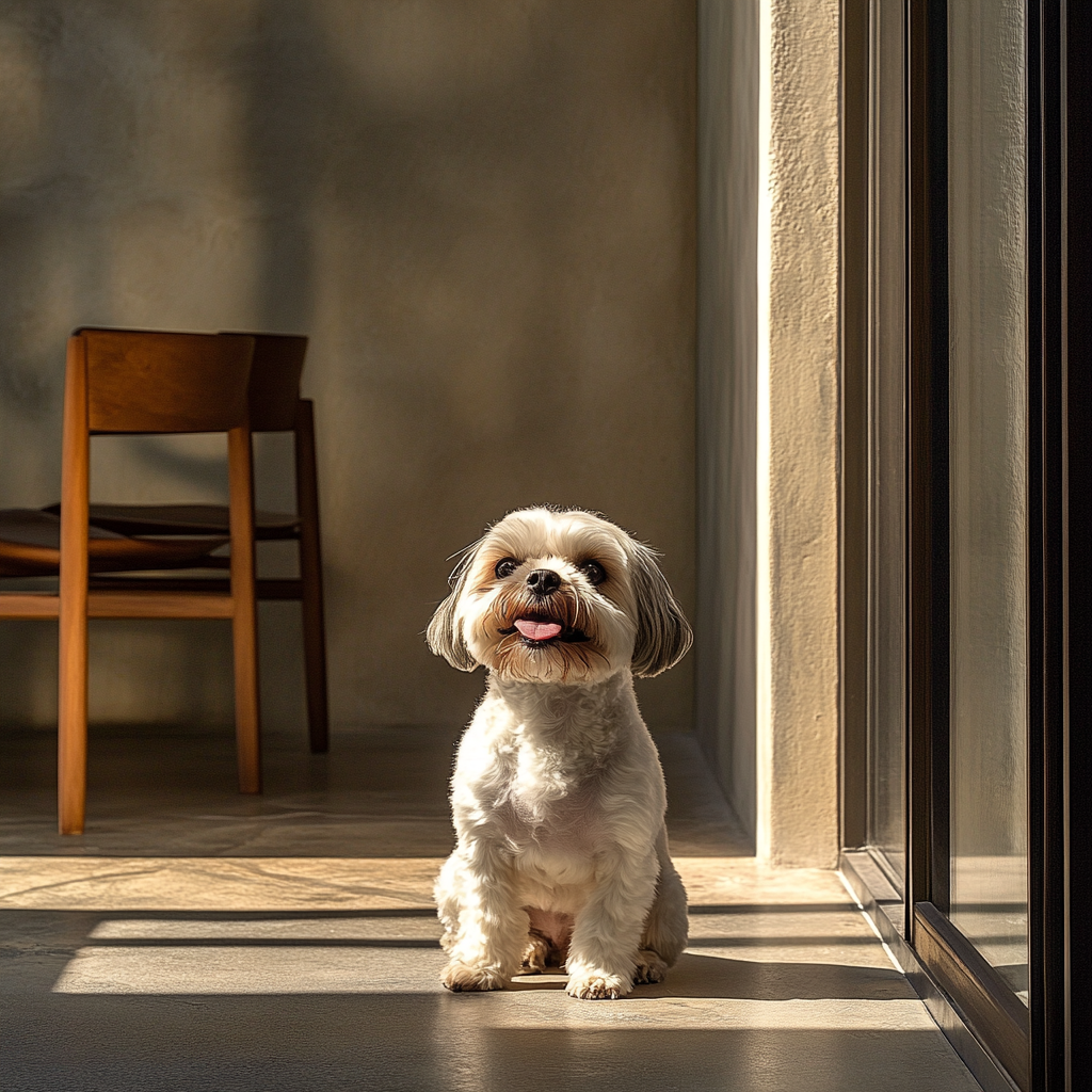 A Happy Shih Tzu Poses Heroically Outdoors