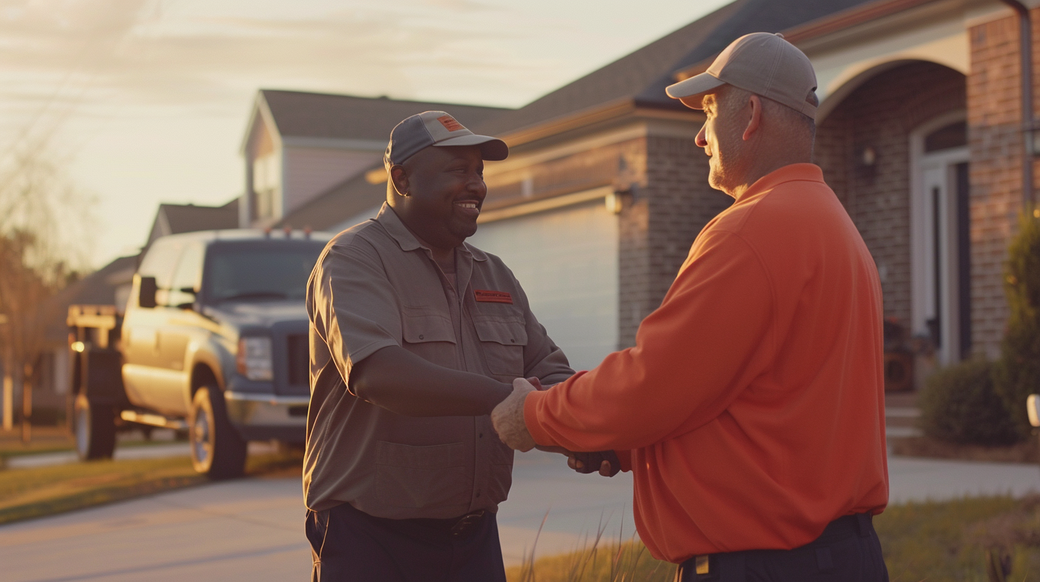 A Happy Worker Shakes Hands with Customer