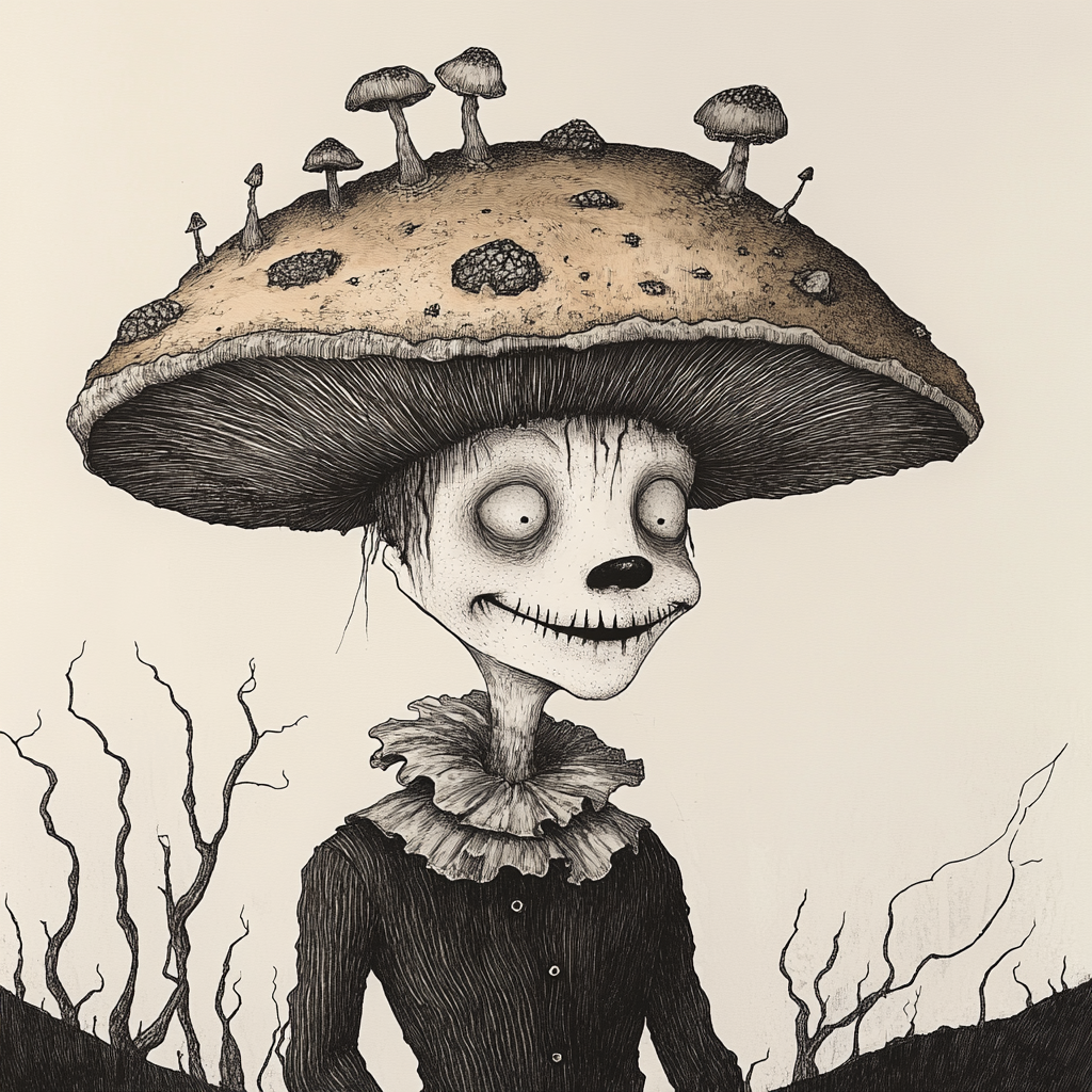 A Haunting Clown in Enchanted Mushroom Forest