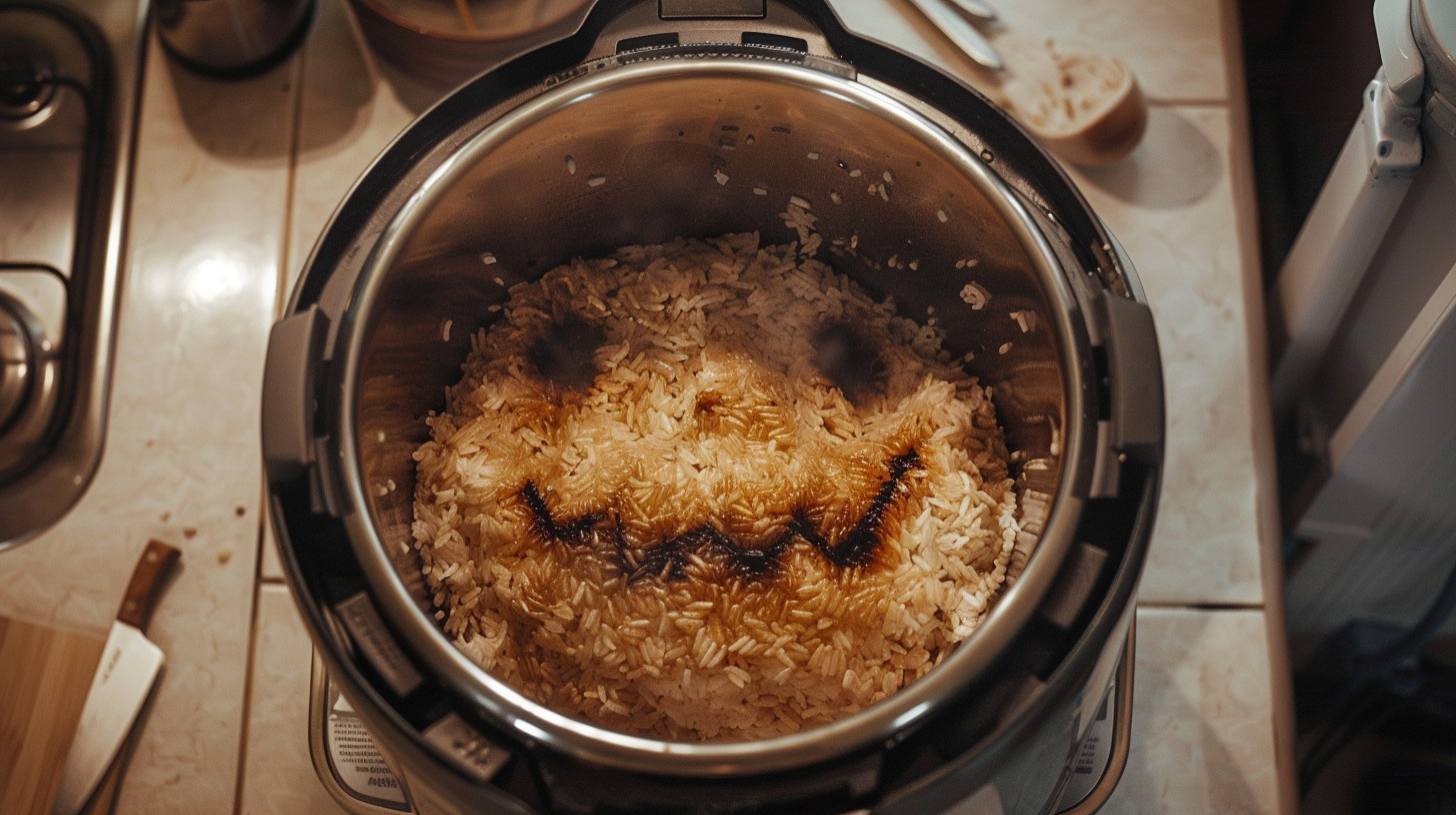 A Haunting Demon Face in a Clean Rice Cooker