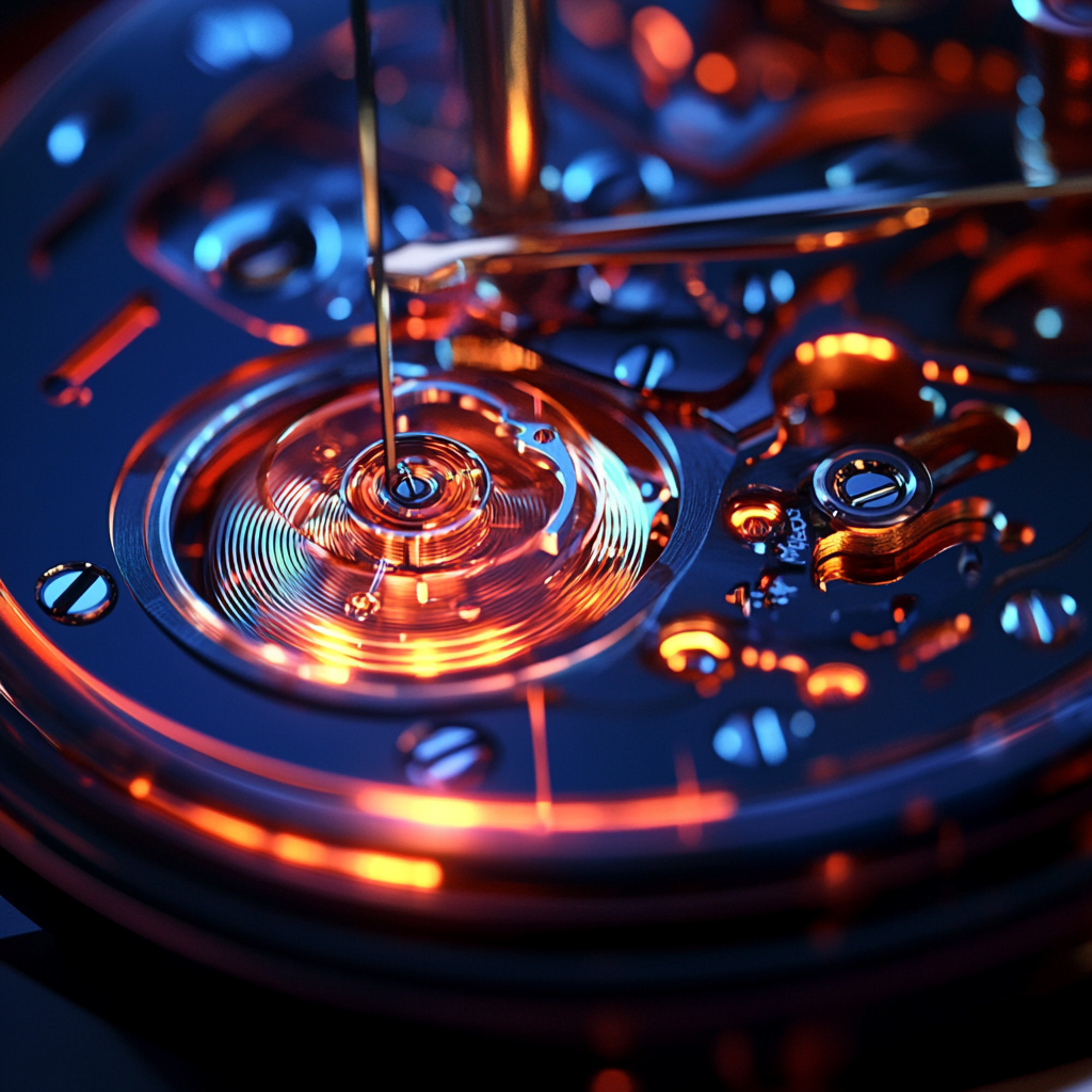 A High-Tech Watch Design with Glowing Internal Parts.