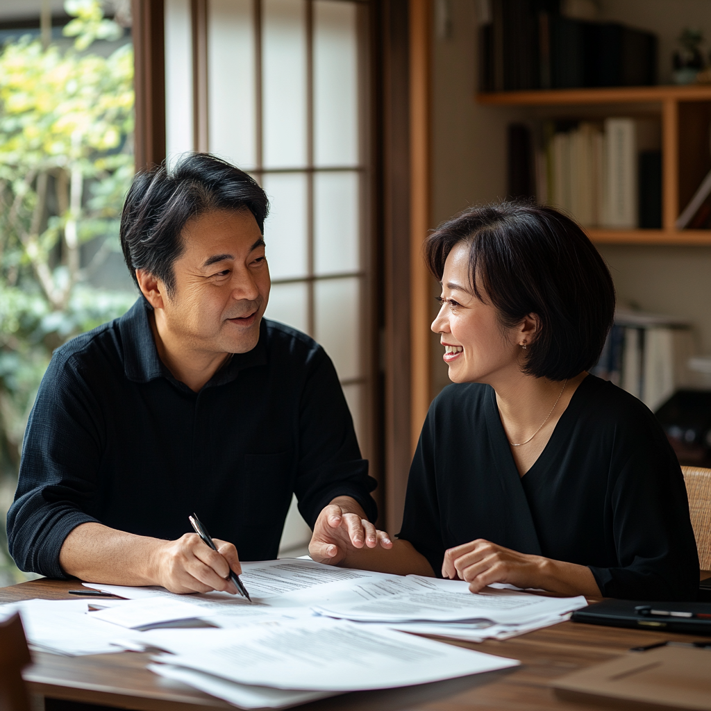 A Japanese couple discussing