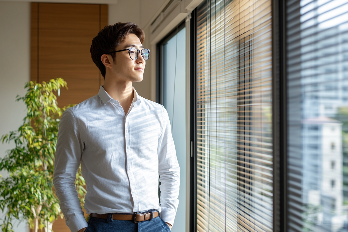 A Japanese man in living room