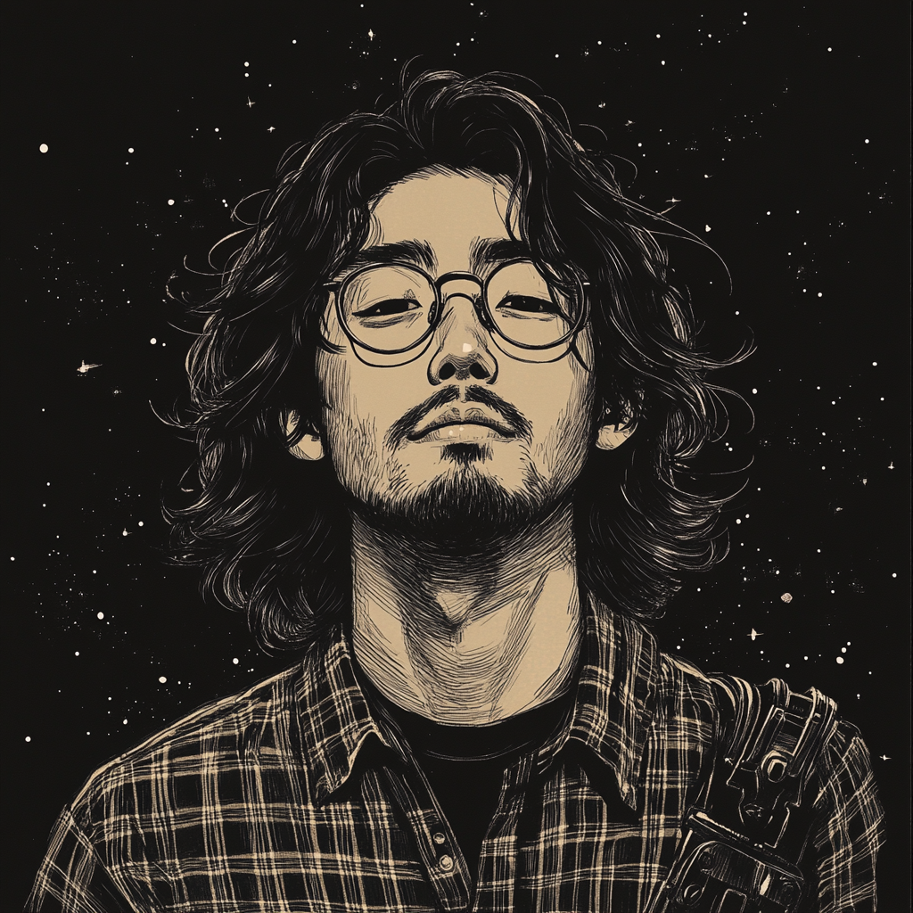 A Japanese man in sci-fi-inspired portrait