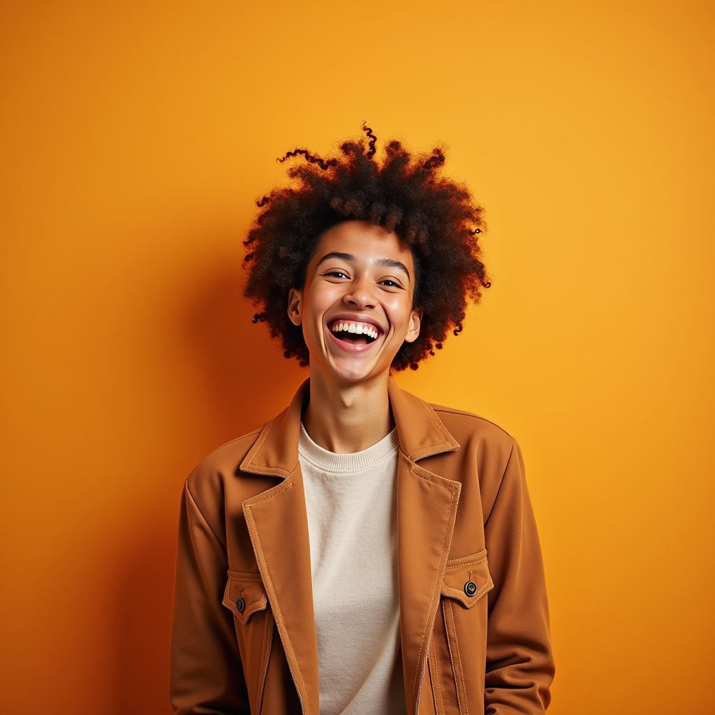 A Joyful Marketing Professional on Plain Background