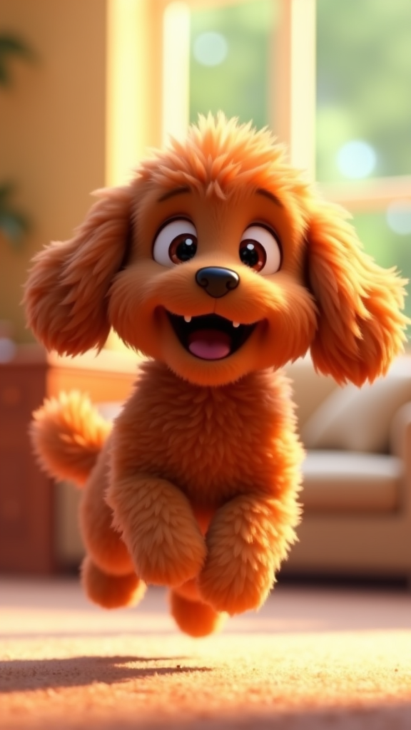 A Joyful Red Cavapoo in Animated Park