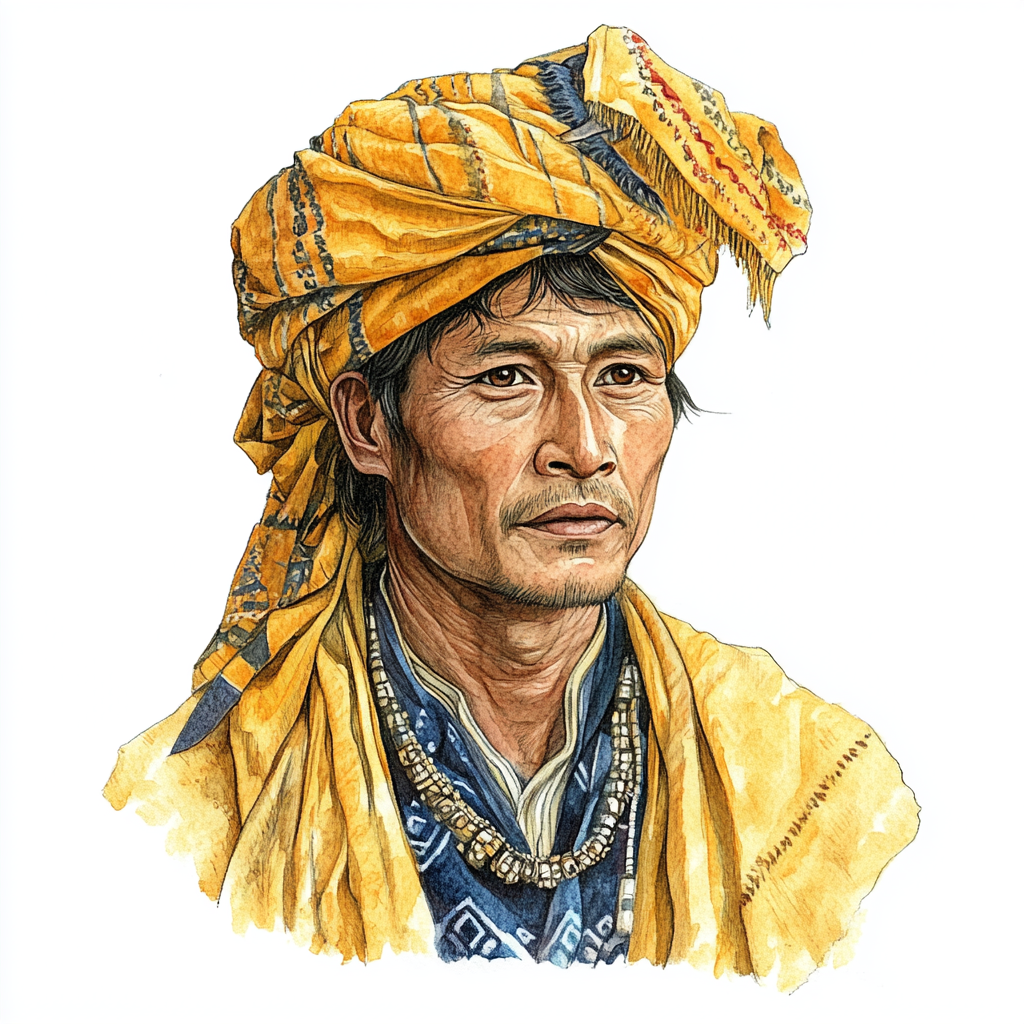 A Khasi Tribe Man in Traditional Dress 